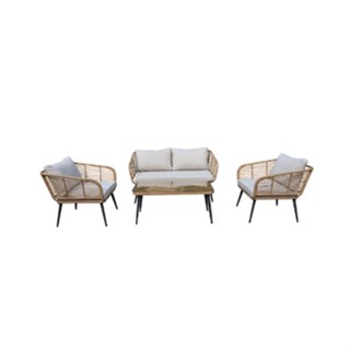 ชุดเก้าอี้สนาม 4 ที่นั่ง THORNE ขนาด137×72.5×72ซม. รุ่น TH001 สีธรรมชาติ
