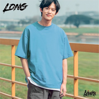 Just Say Bad ® เสื้อ Oversize Long ( รุ่นแขนยาว ) สีฟ้ายีนส์  เสื้อยืด ชาย หญิง  M L / OL