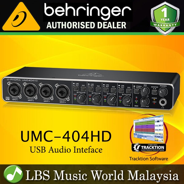 Behringer UMC-404HD 4 X 4 อินเทอร์เฟซ USB Audio MIDI พร้อมไมโครโฟน MIDAS (UMC404HD UMC404)