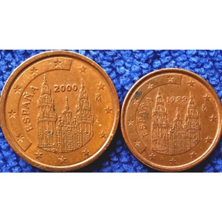 เหรียญ​ต่างประเทศ​ สเปน​ Spain, ชุด​ยูโร, 1,2 Euro​Cent, ใช้แล้ว, #​1261