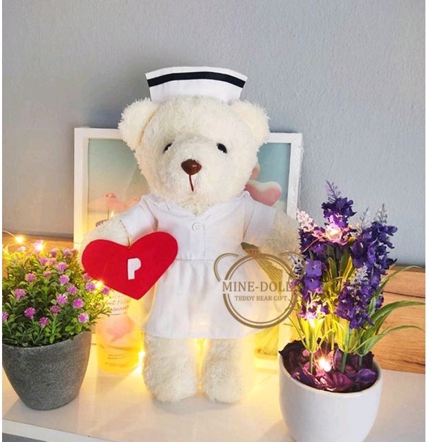 ติดชื่อฟรี ตุ๊กตาพยาบาล ของขวัญรับหมวก ของขวัญปัจฉิม ของขวัญพยาบาล ตุ๊กตาหมีพยาบาล ของขวัญพยาบาล พร้อมส่ง