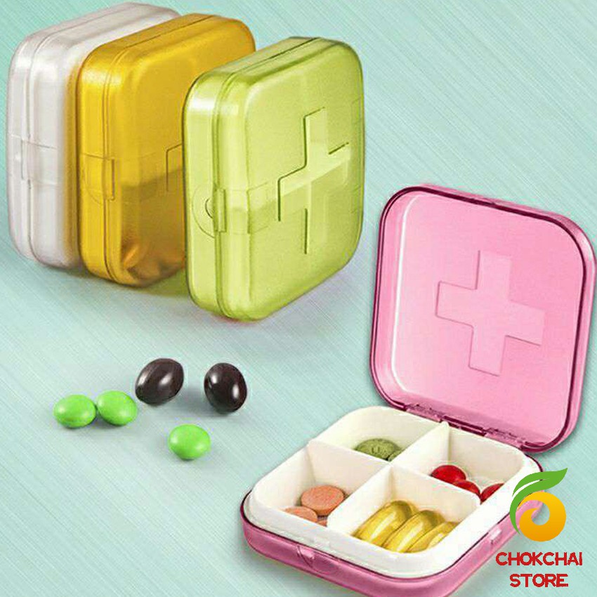 Chok กล่องยา มินิ กล่องสีสันลูกกวาด หลายช่อง กล่องยาแบบพกพา Cross-paChoking pill box