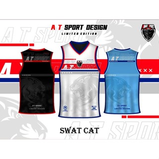 เสื้อพิมพ์ลาย A T SPORT รุ่น  SWAT CAT Ep.2  เสื้อบาส ใส่เที่ยว ออกกำลังกาย