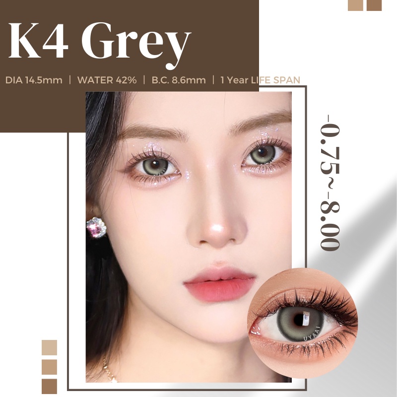 UYAAI x FRESHLADY คอนแทคเลนส์ 1 ชิ้น สําหรับคอนแทคเลนส์ K4 Grey -0.75~-8.00 1 สี