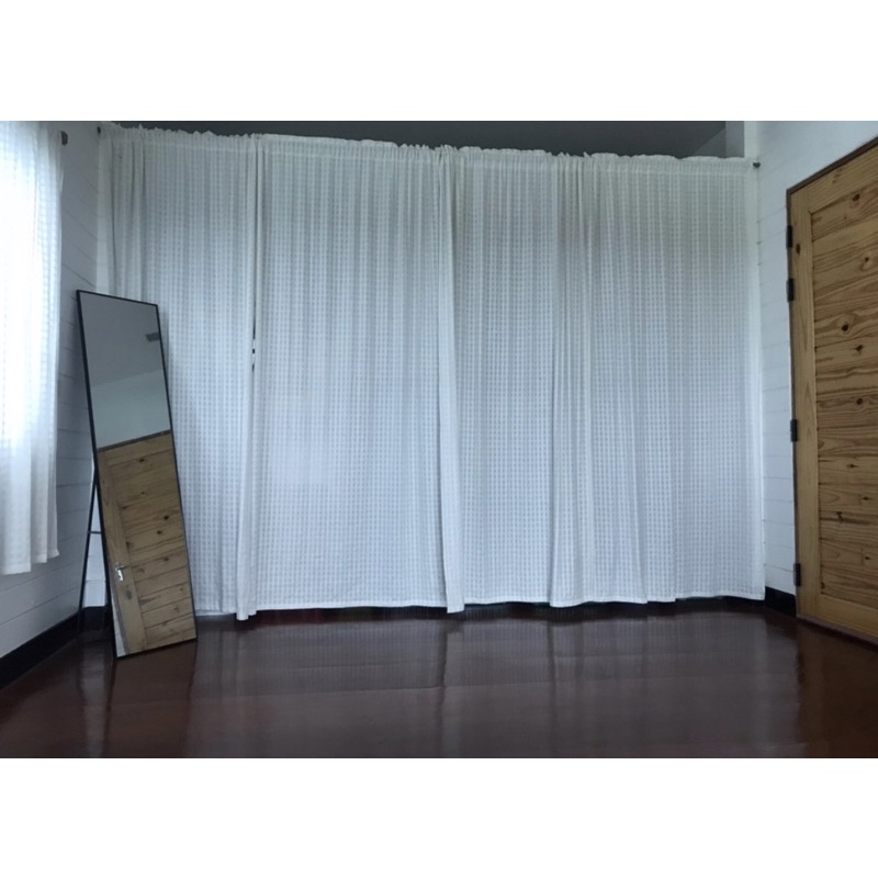 SALE ผ้าม่านผ้าฝ้าย ผ้าม่านสไตล์มินิมอล กว้าง110สูง240cm และ กว้าง110สูง250cm ผ้าม่านประตู ผ้าม่านลายตาราง