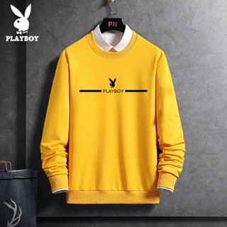 Playboy ใหม่ เสื้อกันหนาว คอกลม แขนยาว แบบสวมหัว ทรงหลวม ลําลอง สําหรับผู้ชาย