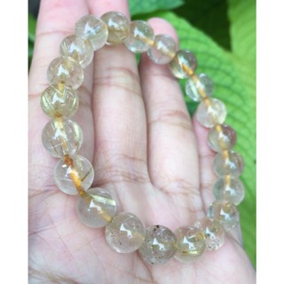 ‪#กำไลหินนำโชคไหมทอง Goid Rutilated Quartz ขนาด9 มิล