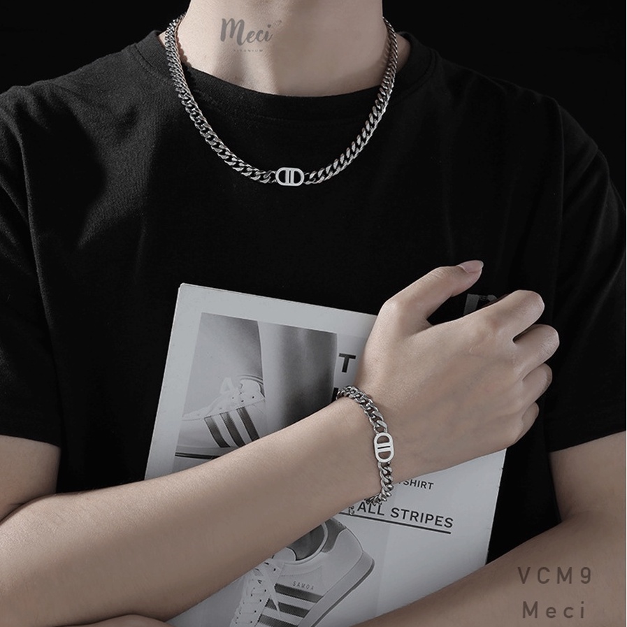 ที่ไม่ซ้ํากันสไตล์ ไม่จํากัดเพศ สร้อยข้อมือและสร้อยคอโซ่รูปตัว ข ชุดสําหรับผู้ชายและผู้หญิง | MECI T
