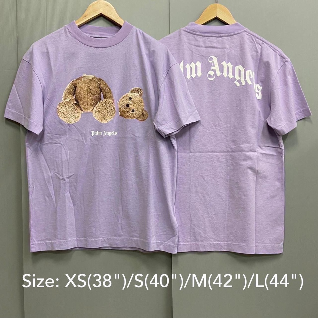 🔆สอบถามStockก่อนกดสั่ง🔆 Palm Angels T-shirt สีม่วงอ่อน เสื้อยืด ปาล์ม แองเจิล ของแท้ หมีหัวขาด ปาล์มแองเจิล เสื้อ