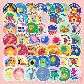 100Pcs/Set ❉ Funny English Kids Reward Series A Round Stickers ❉ DIY Fashion Mixed Doodle Decals Stickers