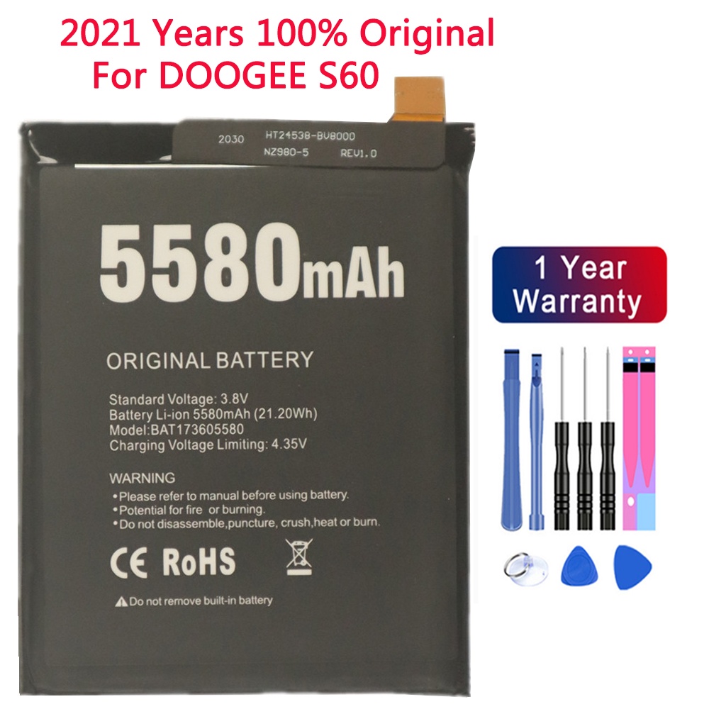 Battery For Doogee S60 Replacement Batteries Rechargeable Doogee S60 S60 Lite Bateria BAT173605580 5580mAh Tested Repair