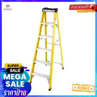 บันไดไฟเบอร์กลาส LITE FG305 6 ขั้น สีดำ-เหลืองFIBERGLASS LADDER LITE FG305 6-STEP BLACK-YELLOW