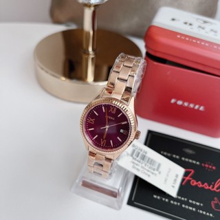 👑ผ่อน0%~แท้100%👑 BQ3636 นาฬิกาข้อมือ FOSSIL  Rye Three-Hand Date Rose Gold-Tone Stainless Steel Watch