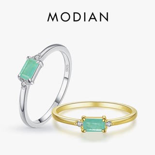 Modian Charm แหวนเงินแท้ 925 สีเขียวทัวร์มาลีน หรูหรา เครื่องประดับแฟชั่น สําหรับผู้หญิง Bijoux