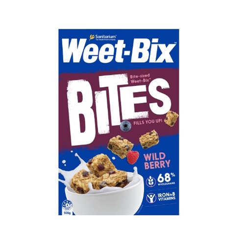 Sanitarium Weet Bix Bites Wild Berry Breakfast Cereal 500g แซนนิทาเรียมวีทบิกซ์ซีเรียล อาหารเช้า ซีเรียล