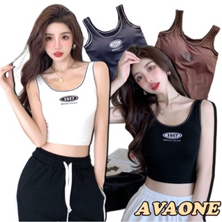 𝐀𝐕𝐀𝐎𝐍𝐄🛒เสื้อกล้าม Crop สกรีนลาย 1917 เทรนวัยรุ่นสุดฮิต มีฟองน้ำในตัว