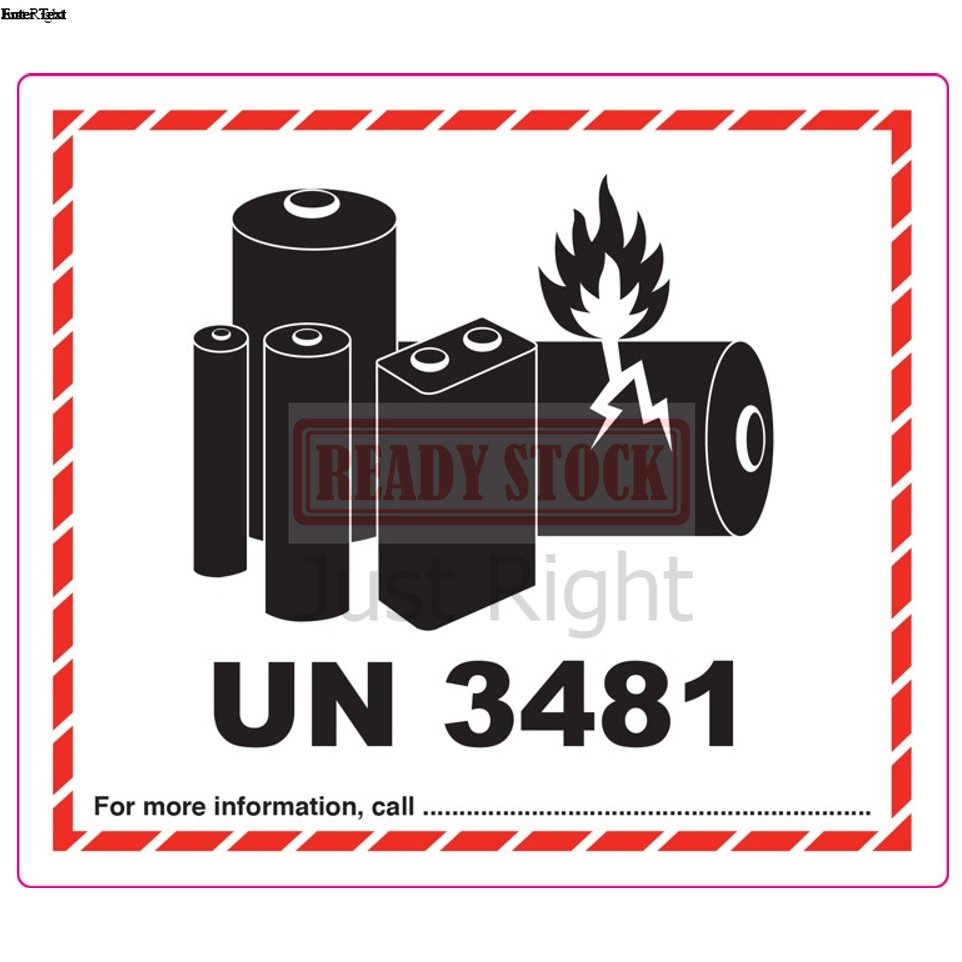 ป้าย UN3481 UN3091 UN3480 UN3090 แบตเตอรี่ลิเธียม Air เรือสติกเกอร์คําเตือนความปลอดภัย Universal CAO