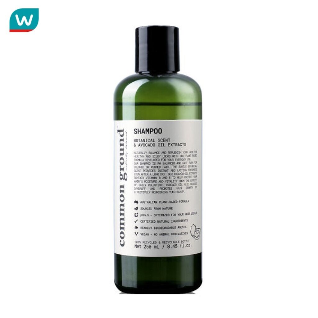 Common Ground คอมมอน กราวน์ เนเชอรัลลี่ บาลานซ์ แอนด์ รีเพลนนิช แชมพู 250 มล. แชมพูสูตรออร์แกนิค