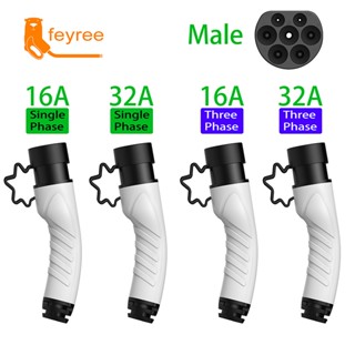 Feyree ปลั๊กชาร์จ EV ตัวผู้ พร้อมสาย Type2 IEC62196-2 16A 32A สําหรับแท่นชาร์จ