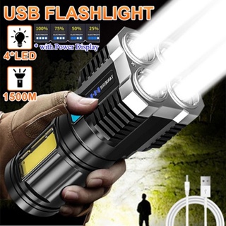 Crosail แคมป์ปิ้งกลางแจ้ง ไฟฉายทรงพลังสูง USB ชาร์จใหม่ได้ ไฟ LED หลอดไฟ Bright Torchlight