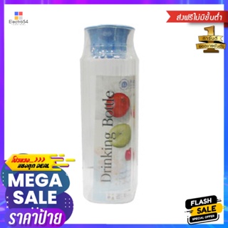 ขวดน้ำทรงเหลี่ยมลายริ้วฝาดึงPET PIONEER 1.5 ลิตร สีฟ้าWATER BOTTLE SQUARE SHAPE PET PIONEER 1.5L BLUE