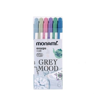 (KTS)ปากกาสีน้ำ Monami ไลฟ์คัลเลอร์ ชุด 6 สี Grey Mood