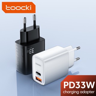 Toocki ที่ชาร์จโทรศัพท์มือถือ USB 33W 4.0 Type C พอร์ตคู่ ชาร์จเร็ว รองรับ PD3.0 USB3.0 สําหรับ Xiaomi Samsung Wall Charger