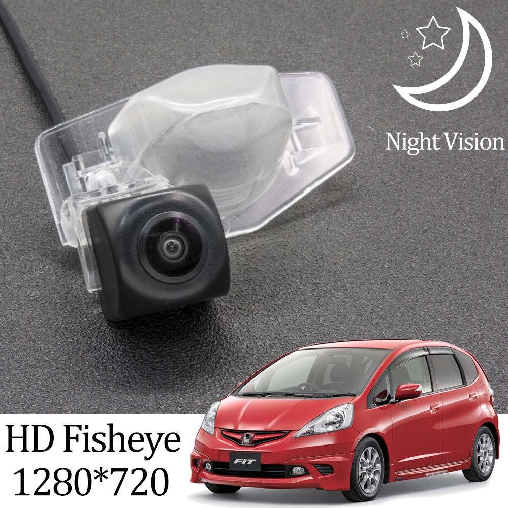 กล้องมองหลัง HD CCD Starlight night vision 1280*720 Fisheye สําหรับ Honda fit Jazz MK2 Honda CRV Odyssey Insight Vezel HRV FR-V Jazz Edix
