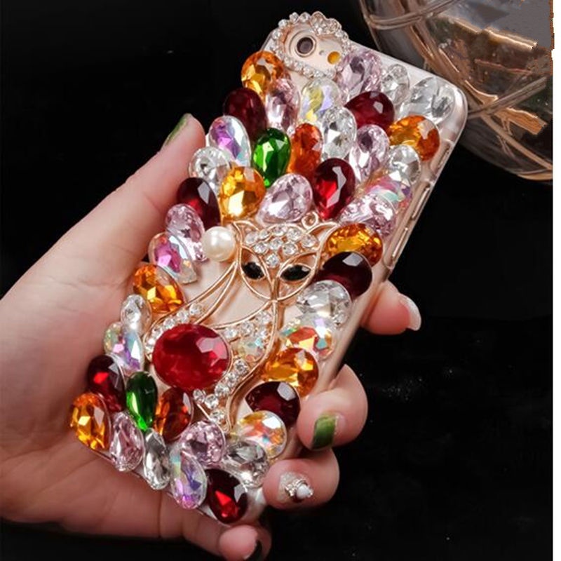 Diamond Fox Crystal Stone Phone Case For IPhone 13 12 11 Pro 8 Plus X Max XR Samsung Galaxy S22 S20 S21 FE S10 Note 10 2