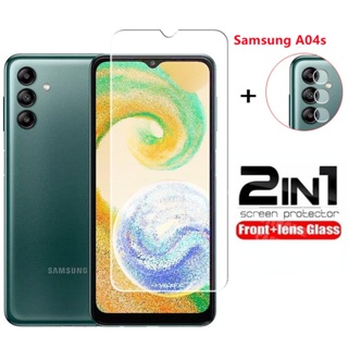 2 in 1 ฟิล์มกระจกนิรภัยกันรอยหน้าจอ แบบเต็มจอ สําหรับ Samsung A04S A53 5G A13 A52 A52S A33 A12 A22 A73 4G 5G SamsungA04S A 04S 5G 4G