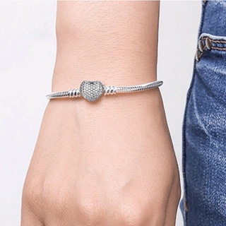 Pandora สร้อยข้อมือโซ่ จี้รูปงูหัวใจ ของขวัญคริสต์มาส สําหรับเด็กผู้หญิง s928