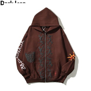 Dark ICON Travis Scott TS Reverse Dog เสื้อกันหนาว เสื้อคาร์ดิแกน มีฮู้ด มีซิป สําหรับผู้ชาย