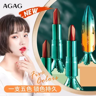 ลิปสติก 5 สีในแท่งเดียว AGAG Carotene Magic ลิปสติกติดทน แพกเกจแครอท