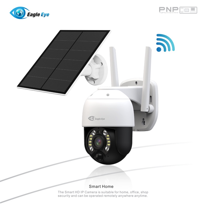 Eagle Eye - กล้องวงจรปิดทรงโดมโซล่าเซลล์ ป้องกันน้ำได้ เชื่อมต่อผ่าน Wi-Fi 2.4G รหัสสินค้า EG-SD01SL