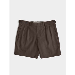 [JBB*] DARK BROWN CANVAS COTTON TWO-TUCK SHORTS เจบีบี กางเกงขาสั้น ผ้าคอตตอน แคนวาส กางเกงขาสั้นสองจีบ สีน้ำตาลเข้ม