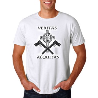 เสื้อยืดเด็กผช เสื้อครอปสายฝอ - Veritas Aequitas Tshirt ความจริงความยุติธรรมคู่ 9 มม. คาทอลิกข้าม