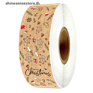 Shine สติกเกอร์ฉลาก ทรงสี่เหลี่ยมผืนผ้า ลาย Merry Christmas สําหรับติดของขวัญ วันหยุด 150 ชิ้น ต่อม้วน TH