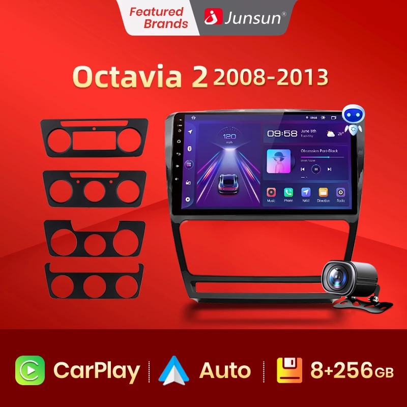 Junsun V1Pro 8 128GB 2din Android Auto Radio for Skoda Octavia 2 A5 2008-2013 Car Radio Multimedia GPS Track Wireless Ca