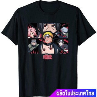 สวยๆใส่สบายๆข้อเสนอพิเศษ นารูโตะ แอนิเมชั่นญี่ปุ่น Naruto Shippuden Group Panels T-Shirt T-Shirtคอกลม แฟชั่น ผ้าฝ้ายแท้