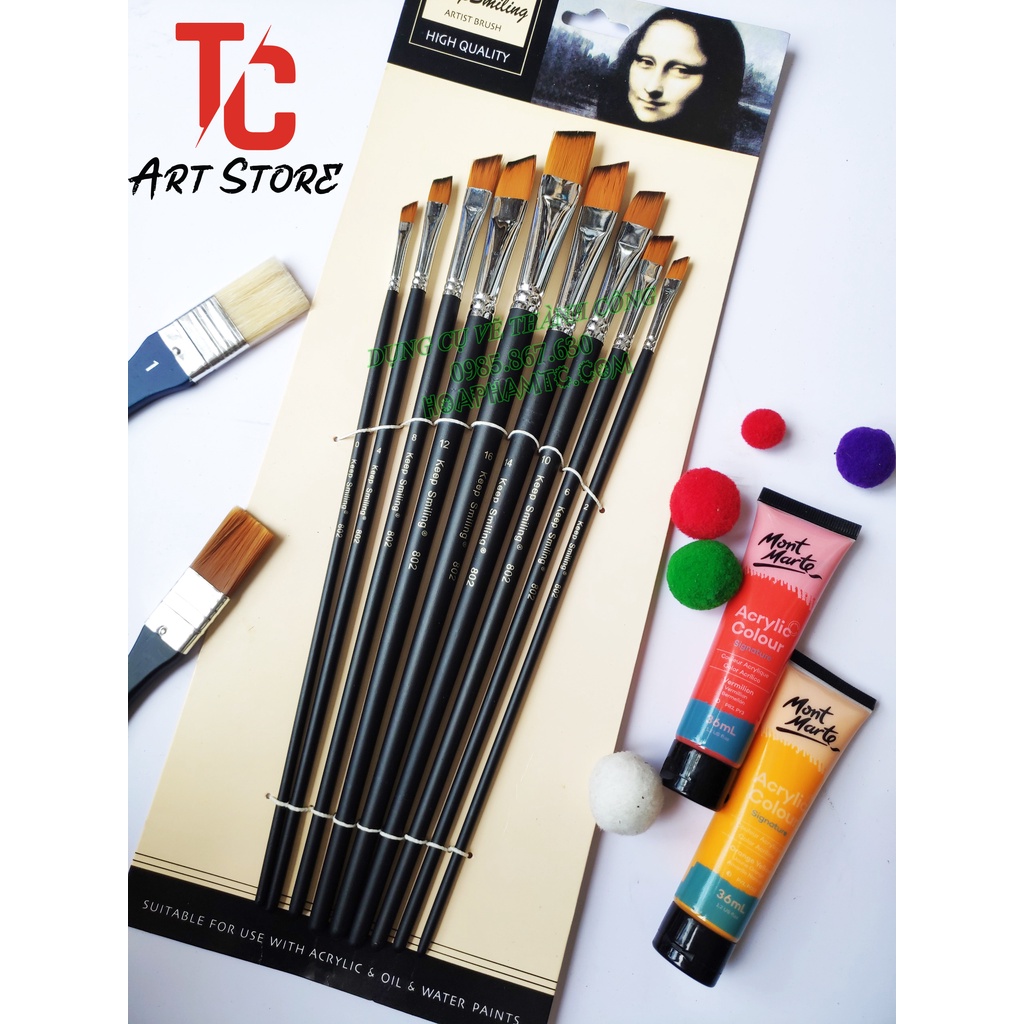 802 KEEPSMLING ชุดแปรงเอียง (9 แปรง) - แปรงความยาวตัว 30cm