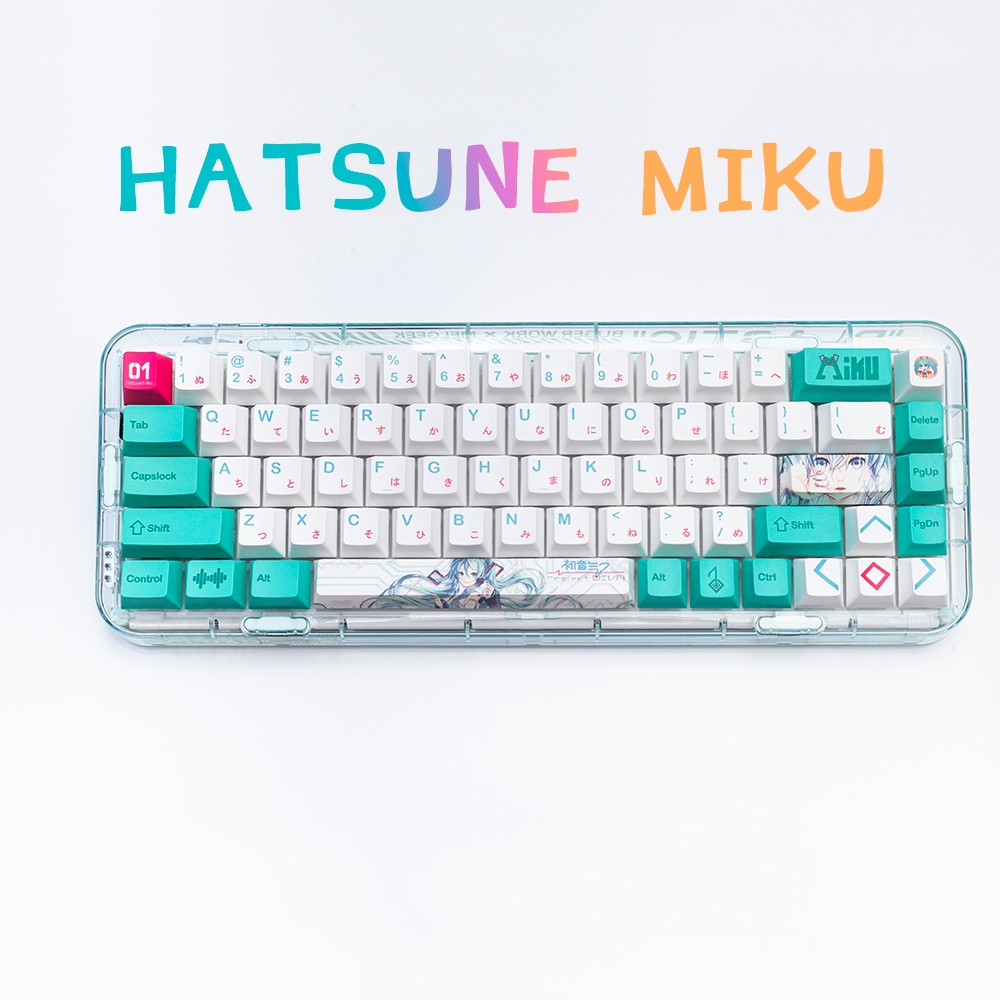 Hatsune Miku keycaps cherry  profile Dye-Sublimation   PBT keycap 141keys