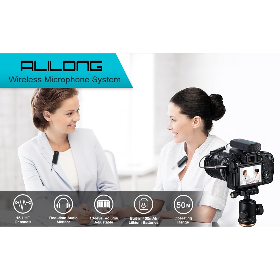 ไมโครโฟน Alilong AL11 Wireless Microphone System, Lavalier Mic สำหรับมือถือ และกล้อง มี2ตัวเลือก