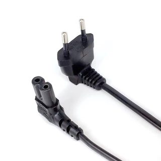 สายไฟ AC 2PIN สีดำ ยาว 3เมตร 5เมตร AC power cord C7 EU Type Angled 90 degree For samsung sony LED TV etc. 3m,5m Black
