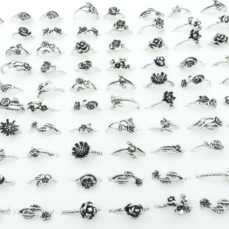 30ชิ้นน่ารักสตรีวินเทจแหวนนิ้วดอกไม้เครื่องประดับแฟชั่นชุบทอง