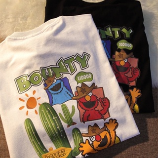 เสื้อยืดเกาหลี✲【40-100kg/Pure Cotton】Cartoon Cactus Printed Plus Size Cotton TEE Womens 100% Cotton Oversized Patterned