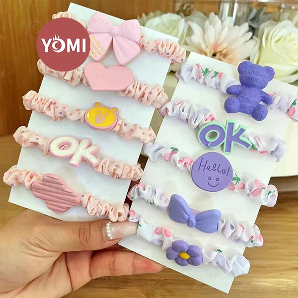 1 ชุด 5 ชิ้น CHILDREN& 39;S KOREAN HAIR TIES 219 ELASTIC HAIR TIES
