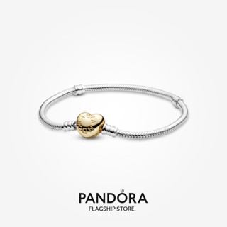 Pandora สร้อยข้อมือเงิน 14k ชุบทอง t925 จี้รูปงู หัวใจ ของขวัญวันเกิด คริสต์มาส