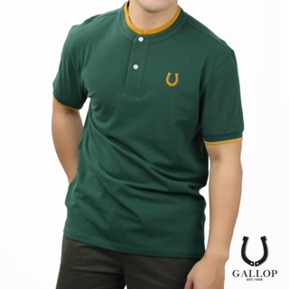 GALLOP : Mandarin Collar Tee เสื้อคอจีน ผ้าปิเก้ รุ่น GP9031 สีเขียว