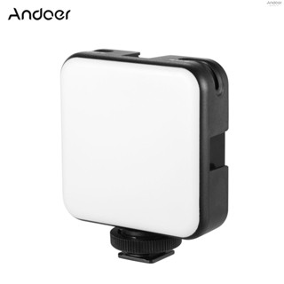 Andoer W64 Mini Bi-color Vlog LED Light 2500K-6500K Dimmable 6W Built-in Rechargeable Battery with 3 Cold Shoe Mounts Compatible with Canon Nikon Sony DSLR Camera, Pack of 1pcs