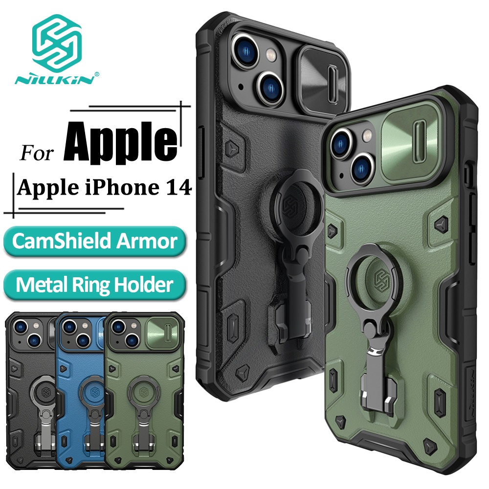 Nillkin CamShield Armor Pro เคส สําหรับ iPhone 14 เคสโทรศัพท์ ที่ใส่แหวน ตัวเลื่อนกล้อง ป้องกันหนัก กันกระแทก ฝาหลัง